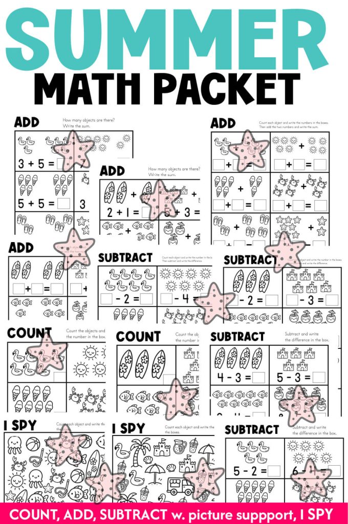 Summer Math Addition and Subtraction Worksheets