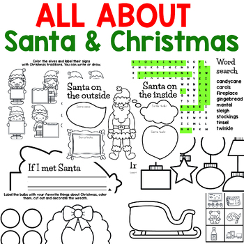 All about Santa worksheets, All about Christmas worksheets, Christmas activities