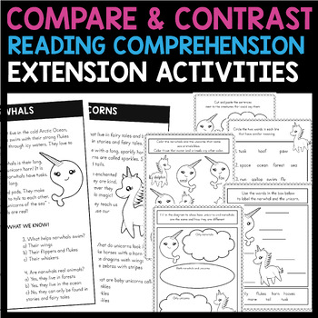 UNICORNS & NARWHALS - Compare and Contrast Reading Passages and Activities