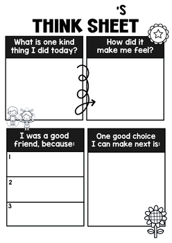 Behavior Reflection Think Sheet