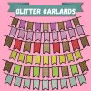 Glitter Buntings, Glitter Banners Clip Art, Rainbow Glitter Flags Clip Art