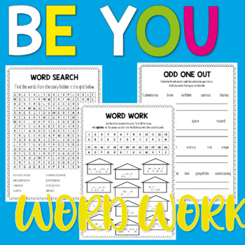 Be You by Peter Reynolds - Word Work, Vocabulary activities