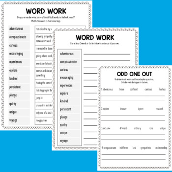 Be You by Peter Reynolds - Word Work, Vocabulary activities