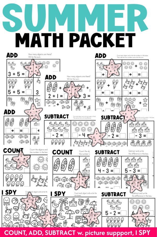 Summer Math Addition and Subtraction Worksheets