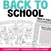 back to school coloring page, back to school word search